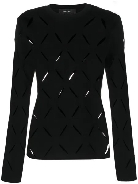 Versace джемпер с вырезами, черный