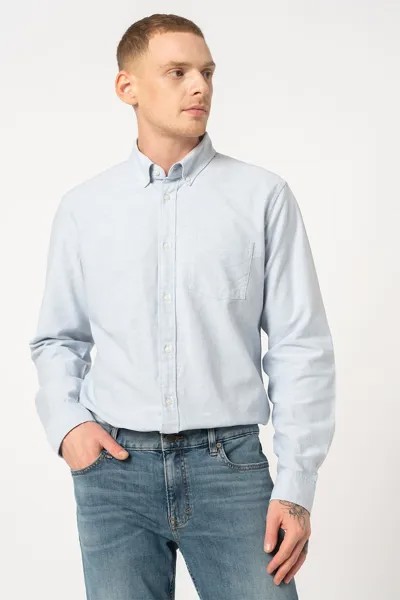 Приталенная рубашка с пуговицами на воротнике Gap, синий