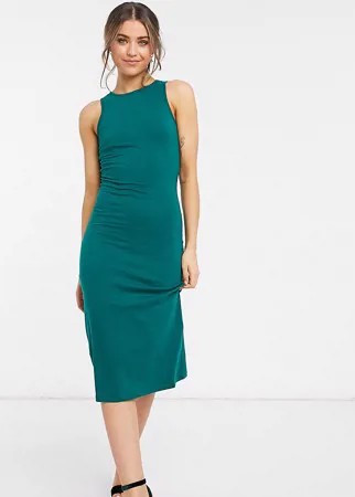 Эксклюзивное платье миди изумрудного цвета со спиной-борцовкой Outrageous Fortune-Зеленый