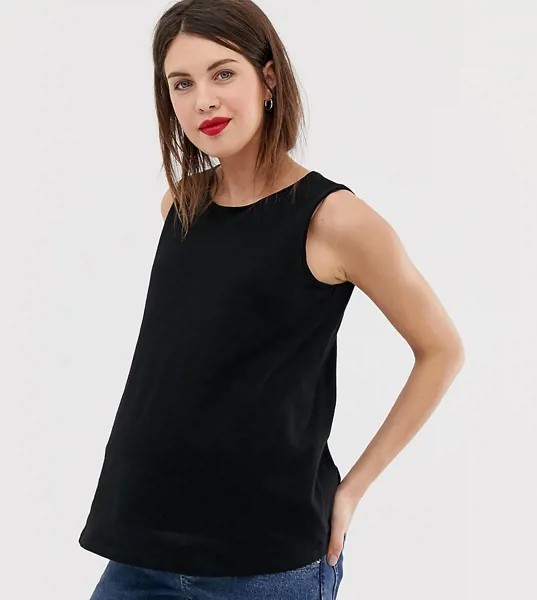 Черная двухслойная майка для кормления ASOS DESIGN Maternity-Черный