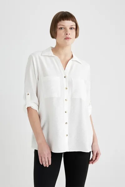 Рубашка с карманами Defacto, белый