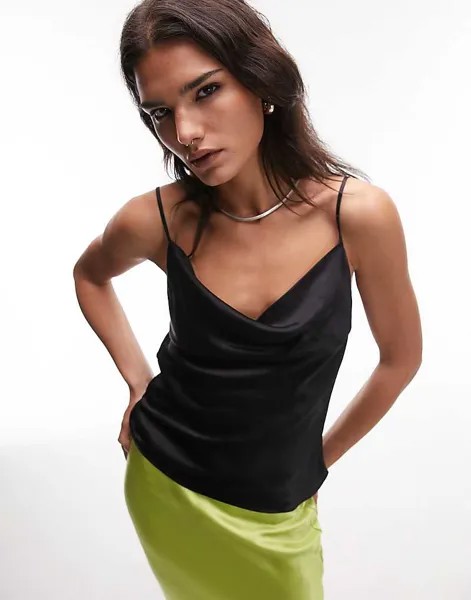Черная майка с капюшоном Topshop