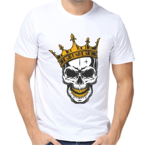 Футболка череп с короной, размер (66)8XL, белый