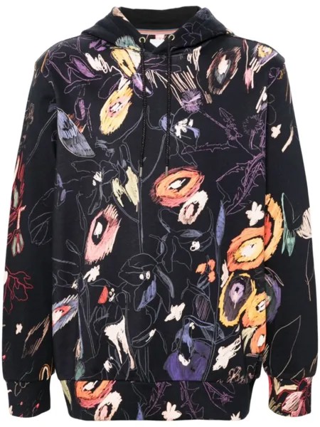 Paul Smith толстовка с капюшоном из органического хлопка с рисунком «Ботанический альбом», черный