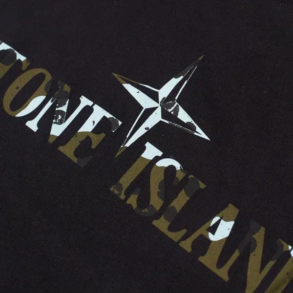 Футболка Stone Island Junior с камуфляжным принтом и подводным принтом, черный