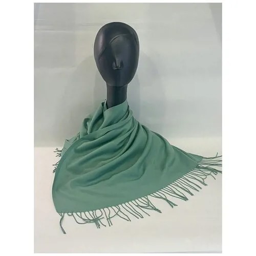 Палантин , хлопок, с бахромой, 200х70 см, серый