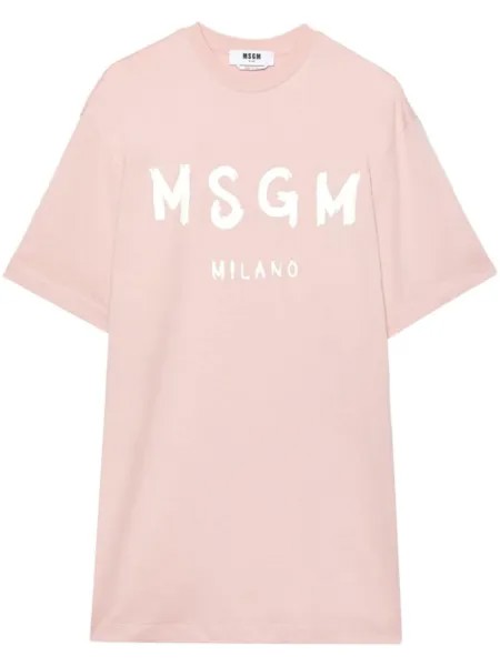 MSGM платье с логотипом Brushstroke, розовый