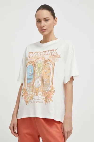 Хлопковая футболка Rip Curl, бежевый