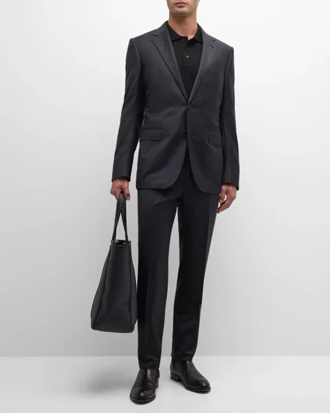 Мужской шерстяной костюм в клетку ZEGNA, цвет Dark Gray Checl