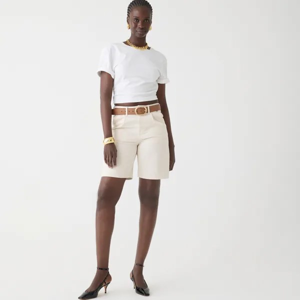 Джинсовые шорты средней длины цвета экрю J.Crew, экрю
