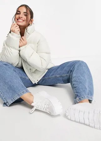 Кремовый пуховик в стиле oversized из переработанных материалов ASOS DESIGN-Белый