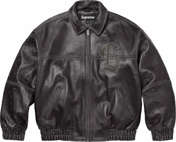 Куртка Supreme Gem Studded Leather, черный
