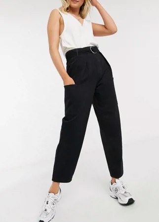 Черные джинсы с завышенной талией и ремнем Selected Femme-Черный цвет