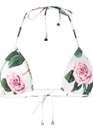 Dolce & Gabbana лиф бикини с принтом Tropical Rose