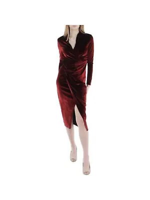 RACHEL RACHEL ROY Женское бордовое вечернее платье миди с длинными рукавами и искусственным запахом S