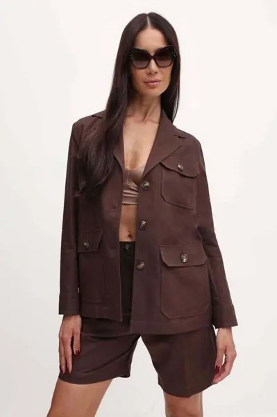 Куртка из смесового льна Weekend Max Mara, коричневый