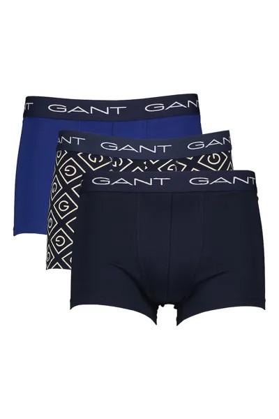 Боксеры Icon с логотипом - 3 пары Gant, синий