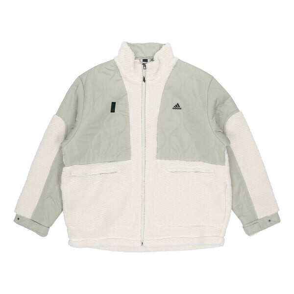 Куртка Men's adidas Wj Mixboa Jkt Martial Arts Series Lamb's Wool Splicing Stand Collar Sports Logo Jacket Creamy White, белый