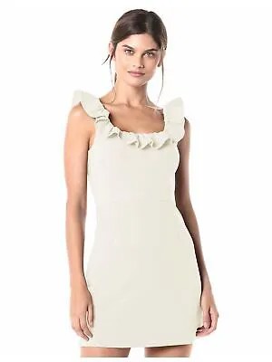 FRENCH CONNECTION Женское вечернее мини-платье цвета слоновой кости с оборками и квадратным вырезом 10