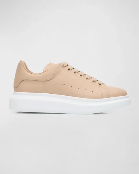 Мужские кожаные низкие кеды оверсайз Alexander McQueen, цвет Safari