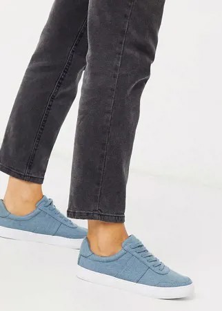 Джинсовые кроссовки на шнуровке для широкой стопы ASOS DESIGN-Синий