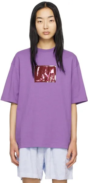 Фиолетовая надувная футболка с нашивкой Iris Acne Studios