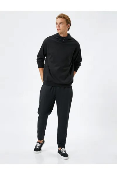 Спортивные брюки-джоггеры с кружевной талией и карманами Koton, черный