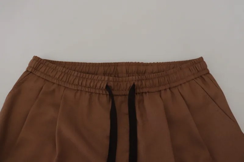Dolce & Gabbana Шикарные мужские брюки-джоггеры из кашемира и шелка, коричневый