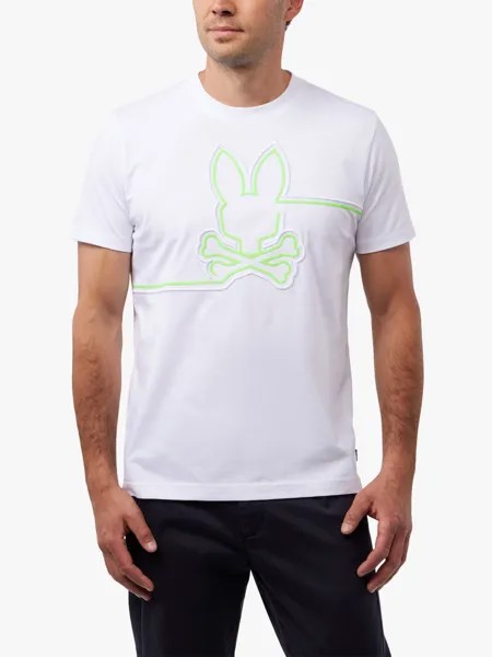 Футболка с вышитым рисунком Chester Psycho Bunny, белый/зеленый