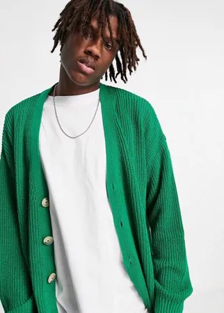 Зеленый кардиган в рубчик в стиле oversized ASOS DESIGN-Зеленый цвет