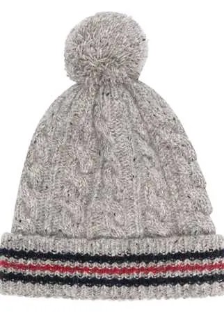 Thom Browne шапка бини фактурной вязки с полосками RWB