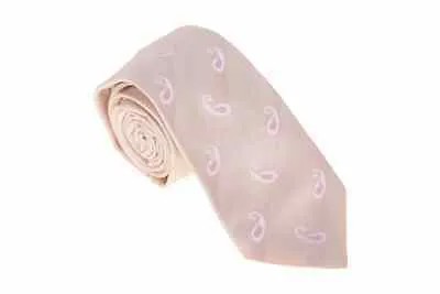 Мужской кремовый галстук Kiton Napoli с розовым узором пейсли в семь сложенных шелковых галстуков ручной работы
