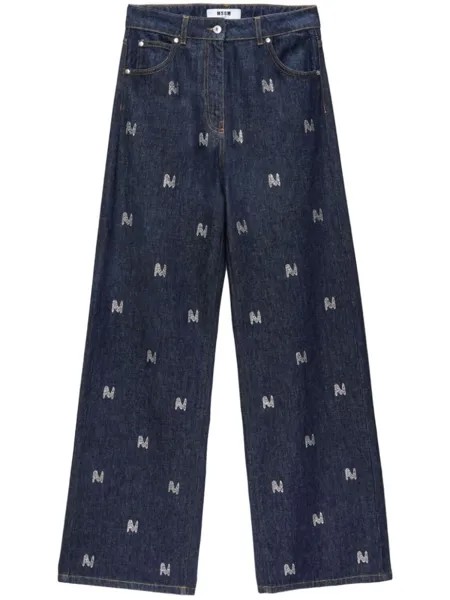 MSGM широкие джинсы с логотипом, синий