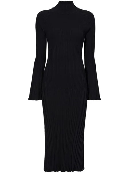 Proenza Schouler платье миди в рубчик с высоким воротником, черный