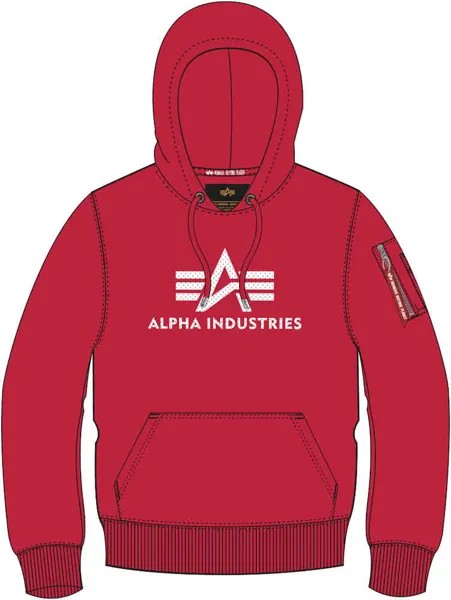 Толстовка с 3D-логотипом Alpha Industries, красный