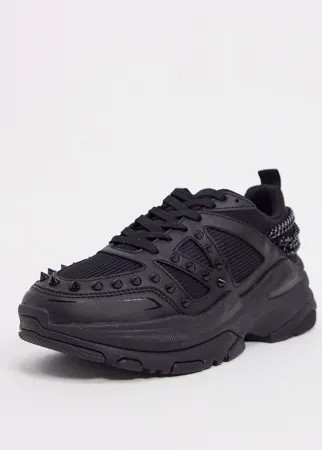 Черные массивные кроссовки с отделкой заклепками ASOS DESIGN-Черный