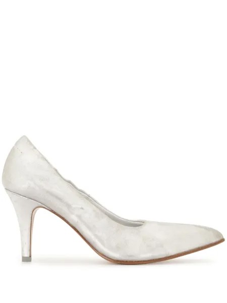 MM6 Maison Margiela туфли с эффектом металлик, серебряный