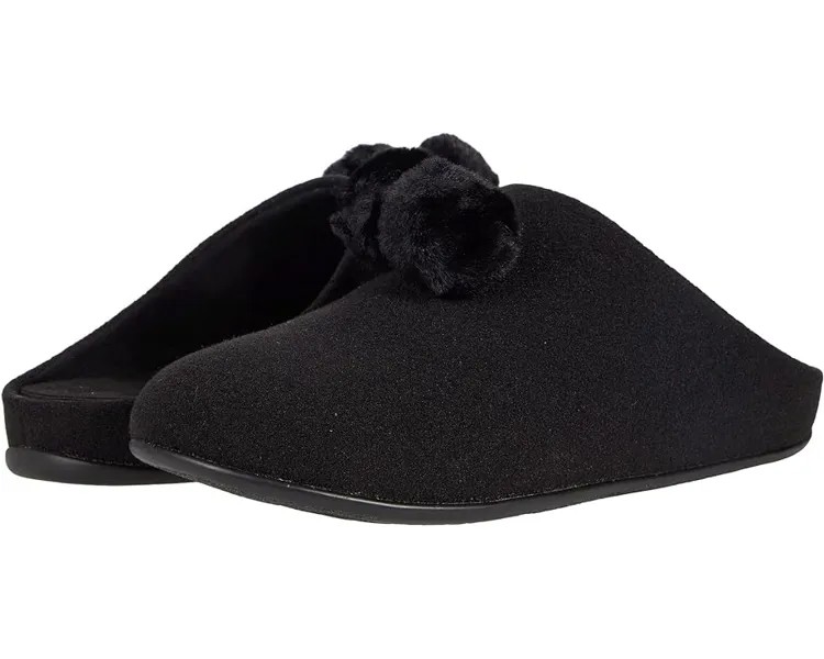 Домашняя обувь FitFlop Chrissie Pom-Pom Slippers, цвет All Black