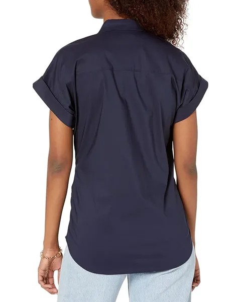 Рубашка LAUREN Ralph Lauren Twist-Front Cotton Short Sleeve Shirt, цвет French Navy