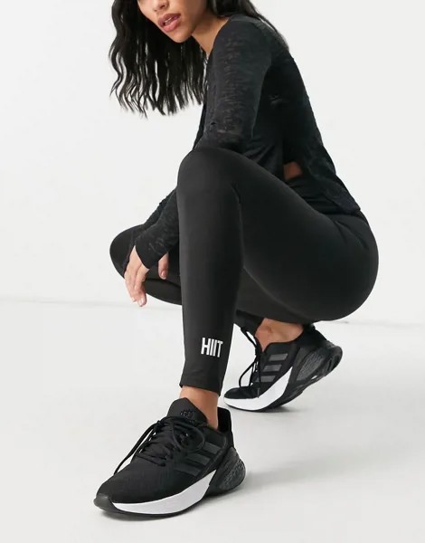 Черные леггинсы со сборками HIIT-Черный цвет
