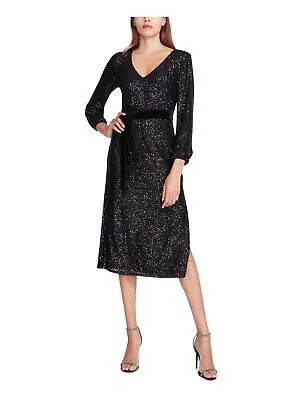 BETSEY JOHNSON Женское черное вечернее платье-футляр миди с поясом и длинными рукавами на подкладке XS