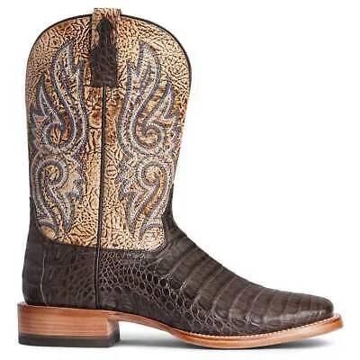 Мужские коричневые классические ботинки Ariat Relentless Denton Alligator Square Toe Cowboy 1003