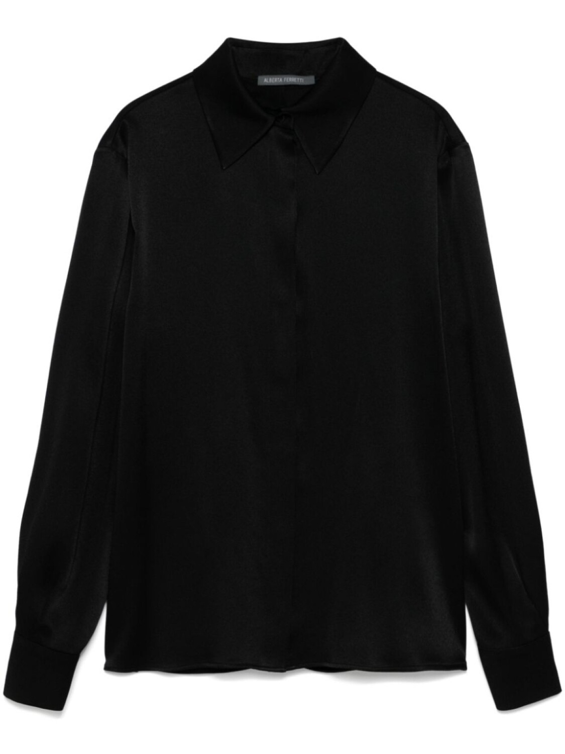 Рубашка из атласа Alberta Ferretti, черный