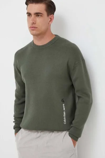 Хлопковый свитер Calvin Klein Jeans, зеленый