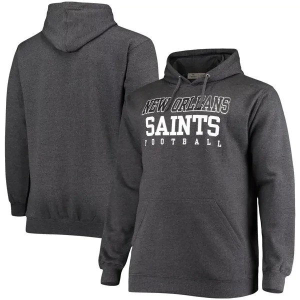 Мужской фирменный темно-серый пуловер с капюшоном New Orleans Saints Big & Tall Practice Fanatics
