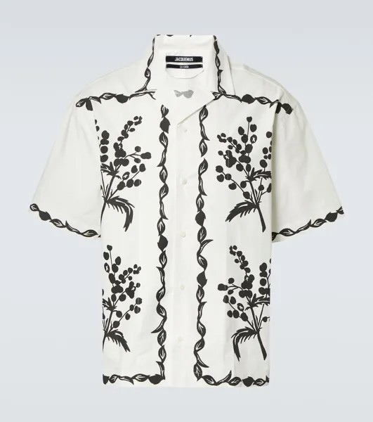 Рубашка для боулинга La Chemise Jean из хлопка с принтом Jacquemus, цвет print mimosa frise black