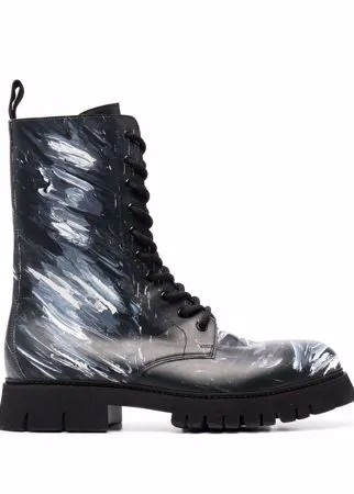 Moschino ботинки в стиле милитари с эффектом разбрызганной краски
