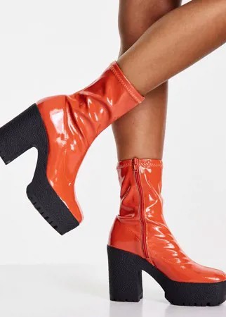 Оранжевые лакированные ботильоны на высоком каблуке ASOS DESIGN Elena-Оранжевый цвет