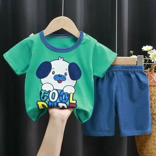 Комплект одежды   для мальчиков, шорты и футболка, размер 98, зеленый