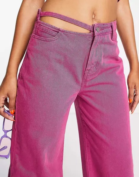 Фиолетовые широкие джинсы Fashionkilla с вырезом на талии